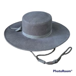 WPL 5923 Black 100% Wool Felt Structured Boater Hat